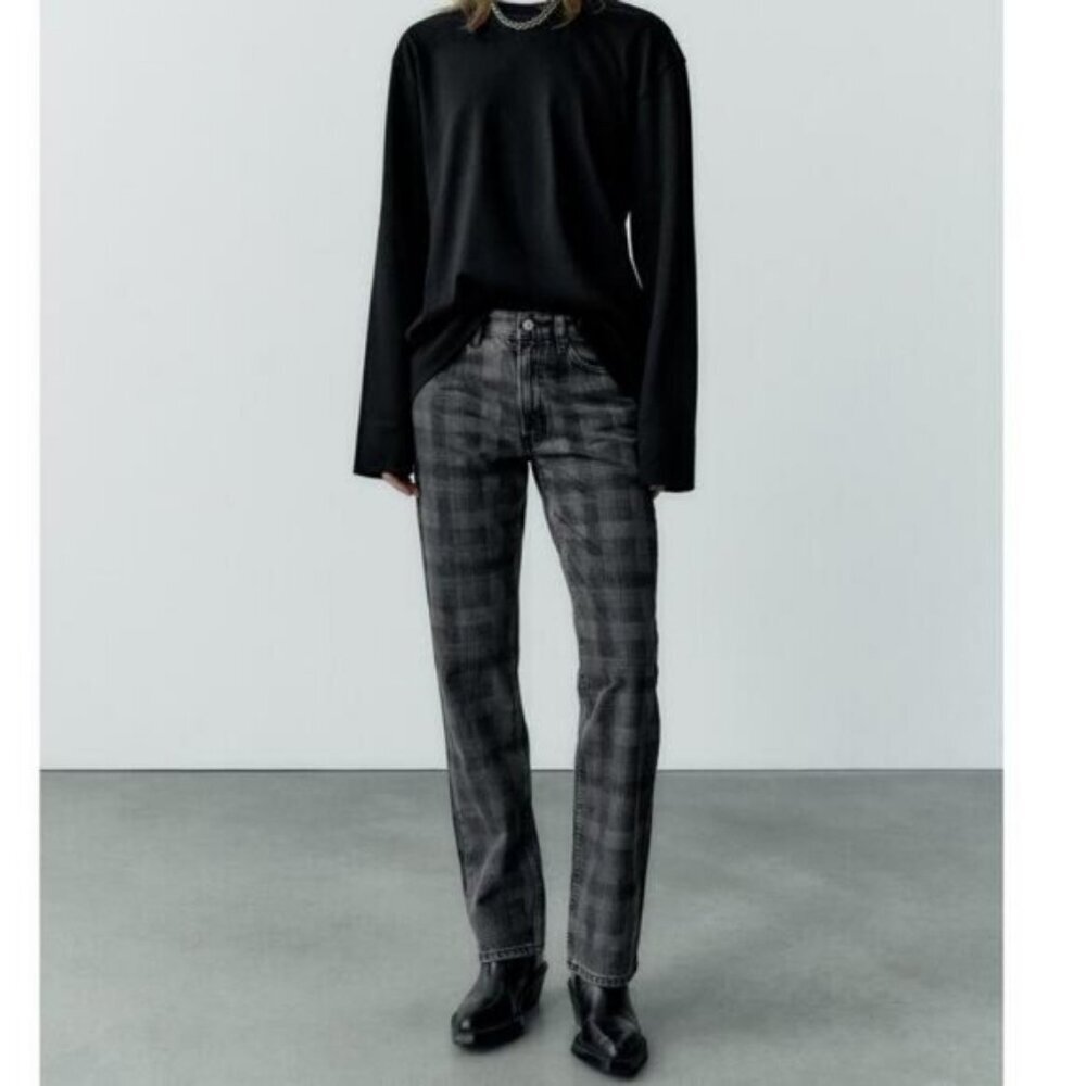 Zara Mid Rise Straight Printed Women's Jean Size 0
